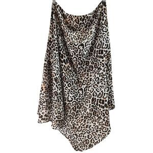FOREVER 21 Womens Leopard Print Swim Cover NWT One Size Brown Cream Swimwear